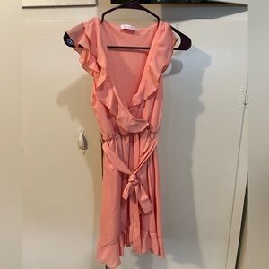 Pink Lily Coral Wrap Dress